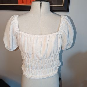White Elodie Scrunch Crop Top XS